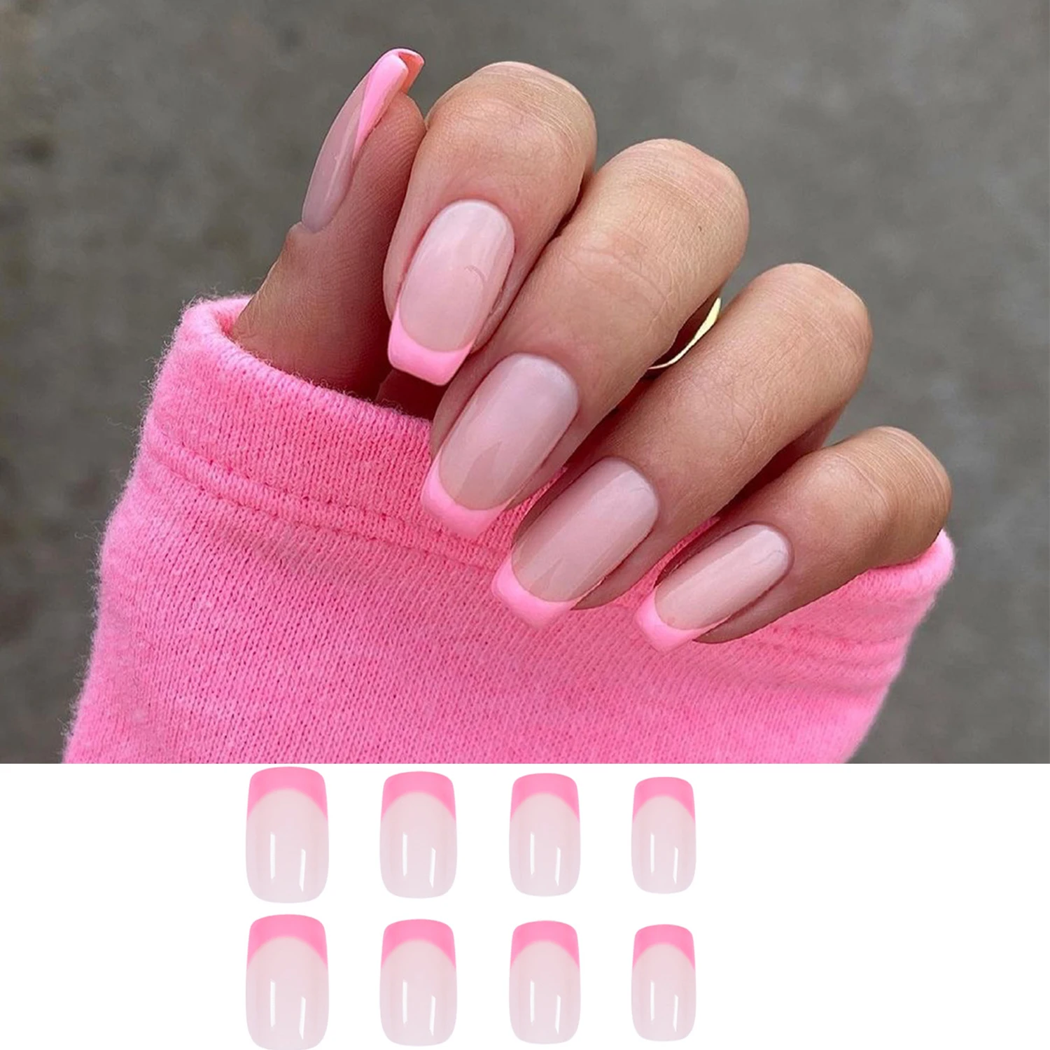 24pcs/Box Pink Artificial Full Cover Manicure Tool Wearable Nail Tips Fake Nails French False Nail Tip
24pcs/Box Pink Artificial Full Cover Manicure Tool Wearable Nail Tips Fake Nails French False Nail Tip