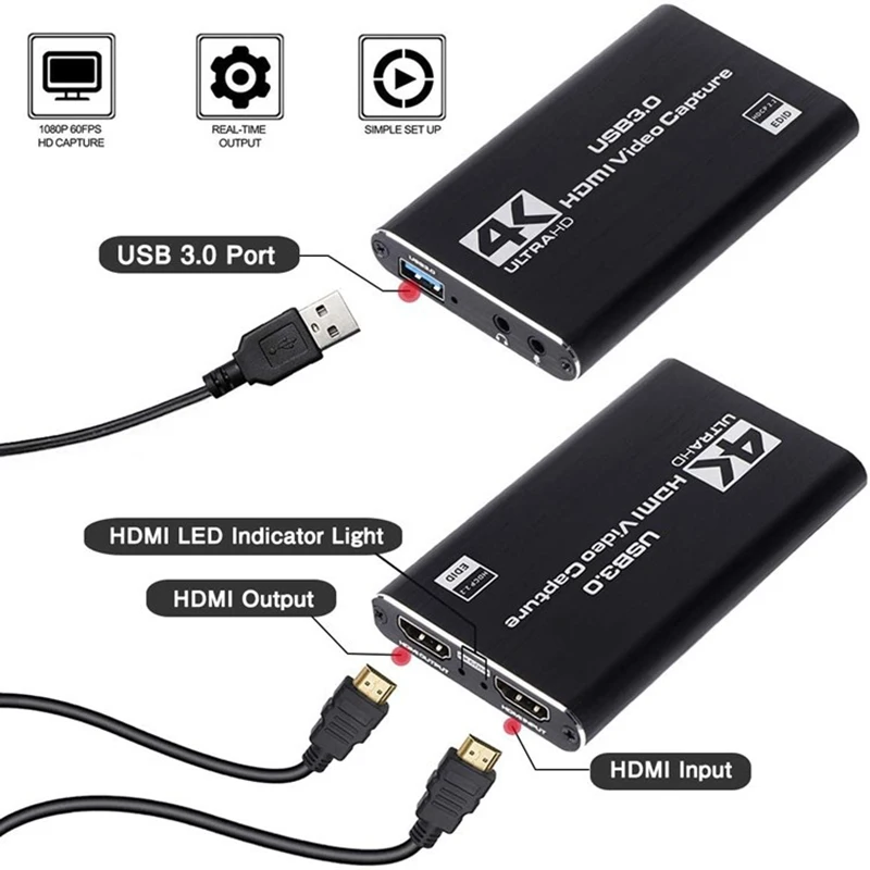 4K HDMI To USB 3.0 Video Capture Card Dongle for OBS Game Live Stream Mic Input 2021 New
4K HDMI To USB 3.0 Video Capture Card Dongle for OBS Game Live Stream Mic Input 2021 New