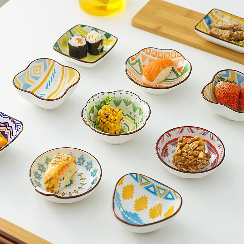 Ceramic Snack Plate Seasoning Dishes 2 Pieces Underglaze Bohemia Style Fruit Bowl Snack Plate Home Kitchen Tableware
Ceramic Snack Plate Seasoning Dishes 2 Pieces Underglaze Bohemia Style Fruit Bowl Snack Plate Home Kitchen Tableware