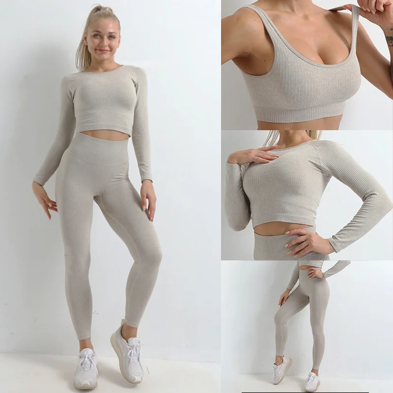 Women Gym Set Tight elastic Long Sleeve 2/3pcs Solid Sport Set Women Exercise Breathable Comfortable Yoga Sets Women Gym Clothes
Women Gym Set Tight elastic Long Sleeve 2/3pcs Solid Sport Set Women Exercise Breathable Comfortable Yoga Sets Women Gym Clothes