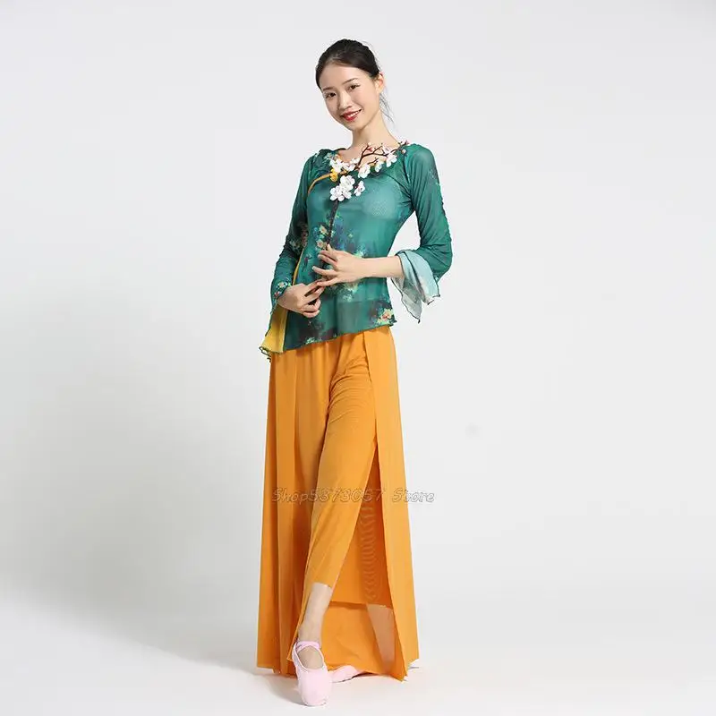 Ethnic Style Women Classical Dance Costume Body Gauze Jacket Trumpet Sleeve Ethnic Dancer Top Pants Practice Clothes Hanfu Girl
Ethnic Style Women Classical Dance Costume Body Gauze Jacket Trumpet Sleeve Ethnic Dancer Top Pants Practice Clothes Hanfu Girl