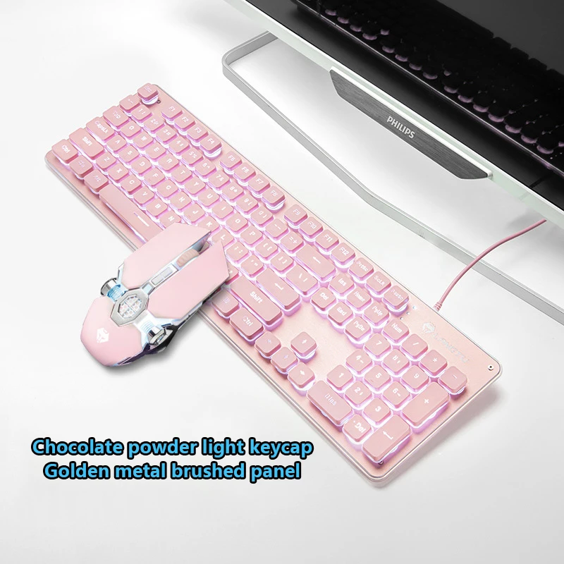 RGB Mechanical Gaming Keyboard And Mouse Set Pink Mute Silent Film Cute Backlit Desktop Peripherals Suitable Home Office Game
RGB Mechanical Gaming Keyboard And Mouse Set Pink Mute Silent Film Cute Backlit Desktop Peripherals Suitable Home Office Game