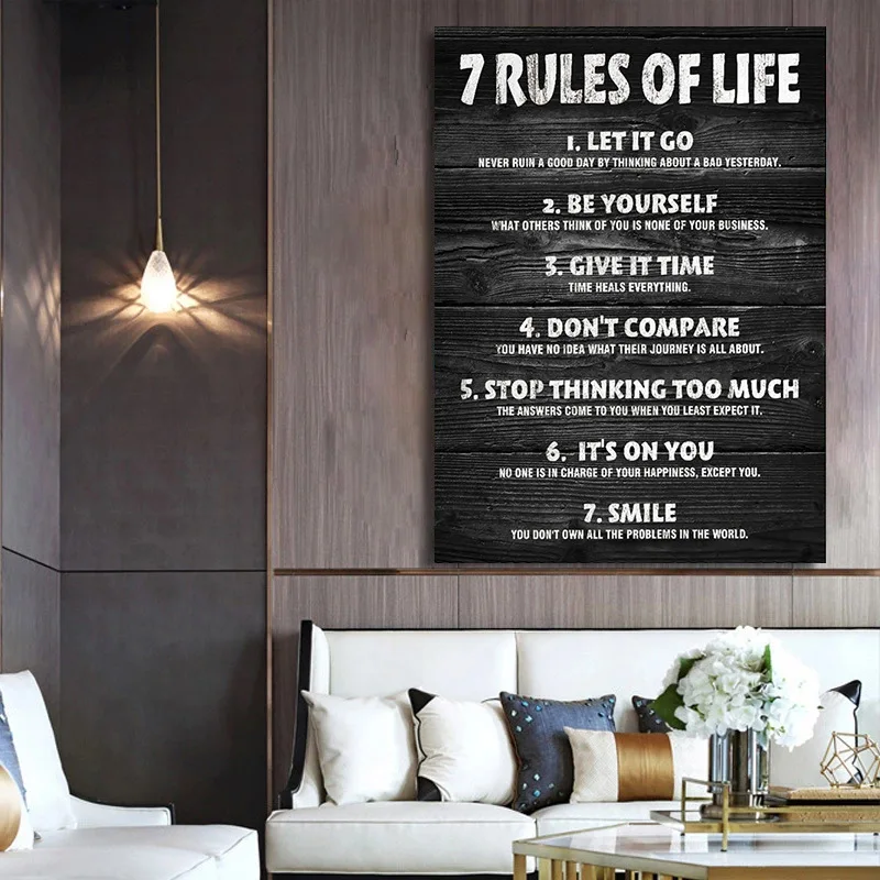 7 Rules of Life Creative Decorative Painting Self-Discipline Rules Wall Canvas Art Poster Pictur Home Wall Decor Spray Paintings 
7 Rules of Life Creative Decorative Painting Self-Discipline Rules Wall Canvas Art Poster Pictur Home Wall Decor Spray Paintings