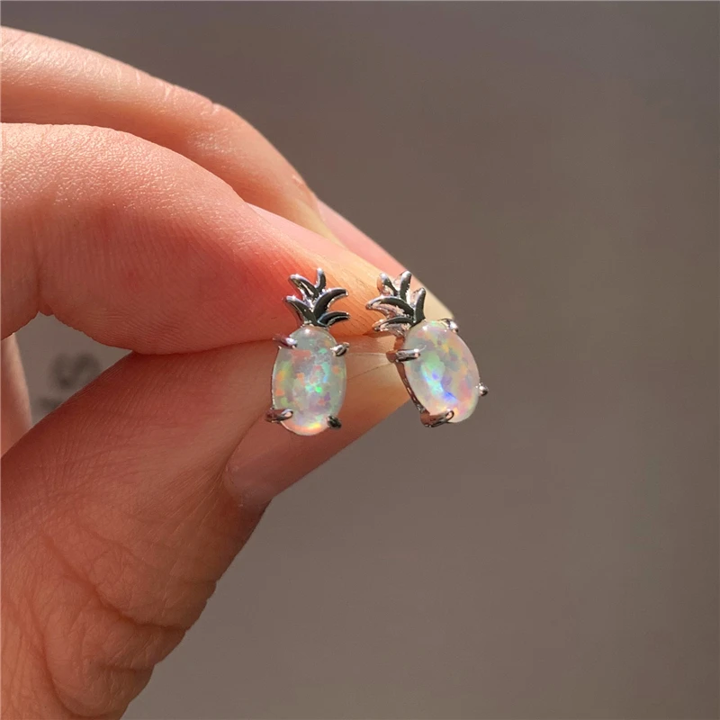 Cute Female Small Fruit Pineapple Earrings Charm Silver Color Stud Earrings For Women Vintage White Blue Opal Wedding Earrings
Cute Female Small Fruit Pineapple Earrings Charm Silver Color Stud Earrings For Women Vintage White Blue Opal Wedding Earrings
