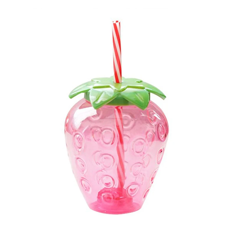 

500ml Strawberry Straw Cup Plastic Cup Cute Female Handy Milk Tea Portable Water Cup Summer Water Bottle With Straw