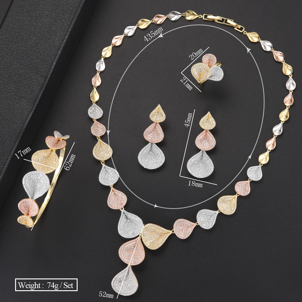 GODKI 4PCS Fashion Luxury Tricolor African Jewelry Set For Women Wedding Party Cubic Zirconia Dubai Bridal Jewelry Indian 2020 
GODKI 4PCS Fashion Luxury Tricolor African Jewelry Set For Women Wedding Party Cubic Zirconia Dubai Bridal Jewelry Indian 2020