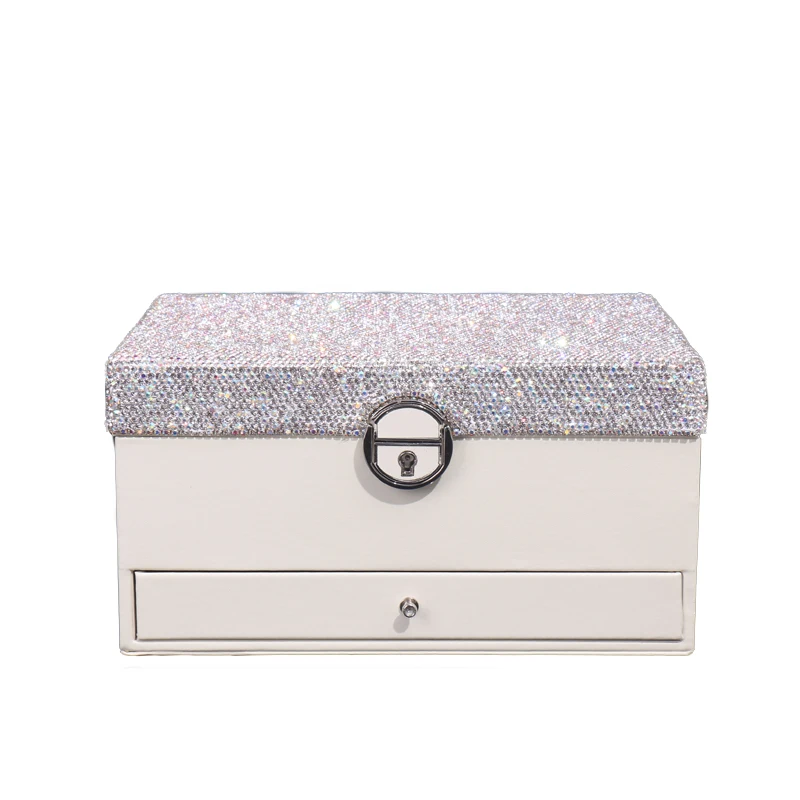 Jewelry Box Leather Crystal Two-Layer Jewel Holder Drawer Mirror Rings Necklace Bracelet Case Wedding Favour
Jewelry Box Leather Crystal Two-Layer Jewel Holder Drawer Mirror Rings Necklace Bracelet Case Wedding Favour