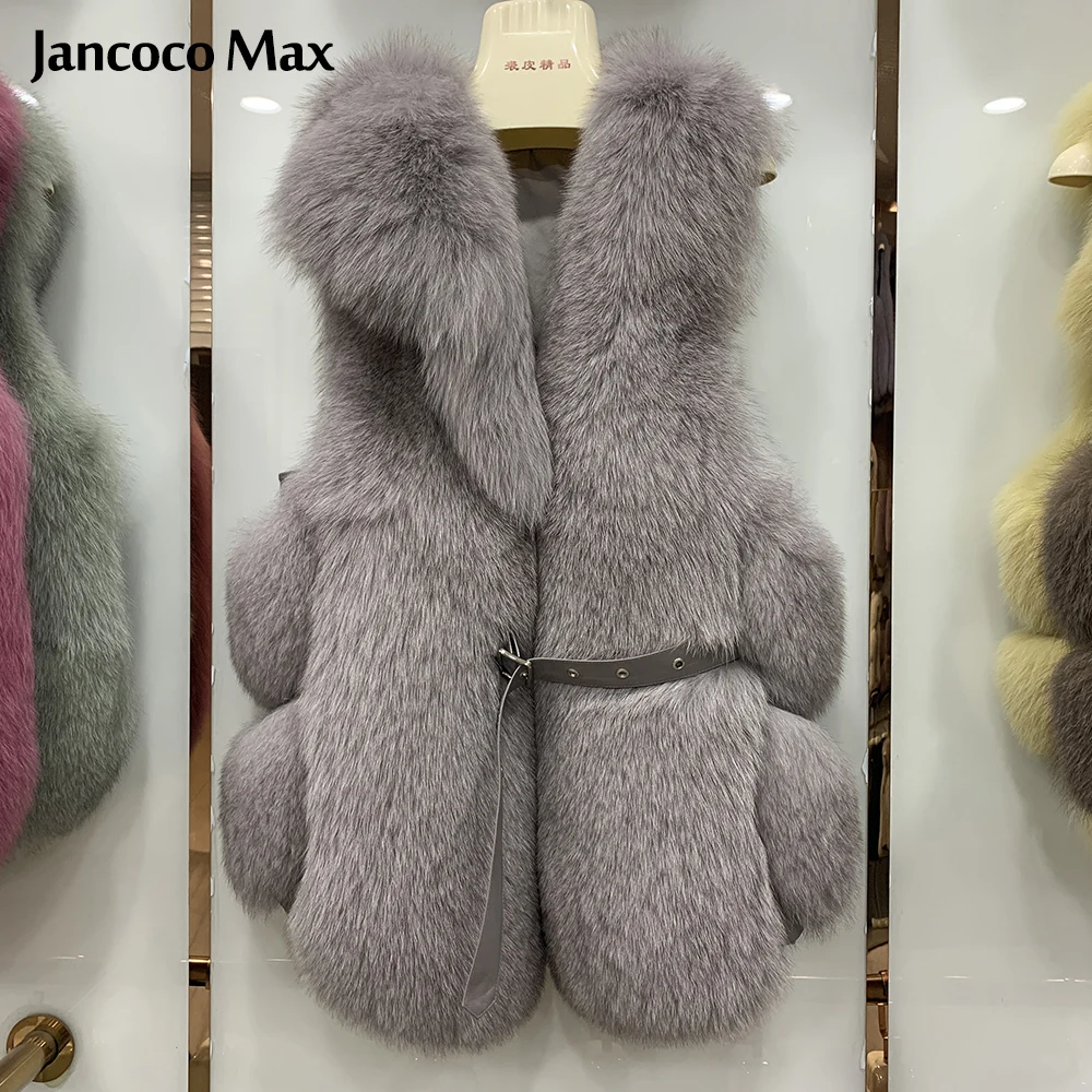 Новый дизайн натуральный Лисий мех зимний меховой жилет женский модный пушистый