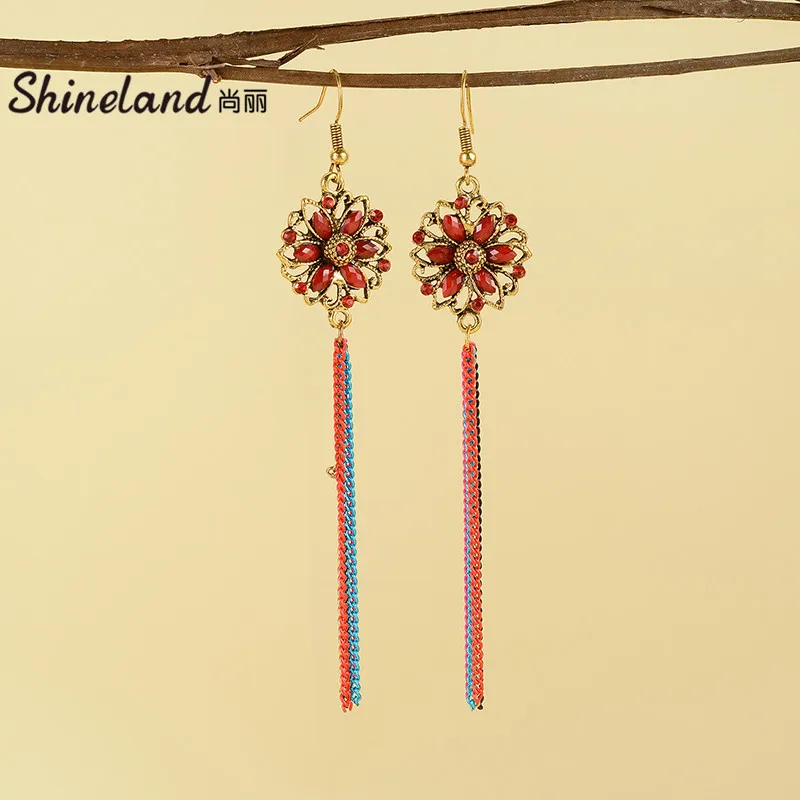 Shineland Trendy Bijoux Colorful Long Tassel Crystal Rend Flower Beads Female Boho Dangle Earrings Fashion Unique Jewelry Gift 
Shineland Trendy Bijoux Colorful Long Tassel Crystal Rend Flower Beads Female Boho Dangle Earrings Fashion Unique Jewelry Gift