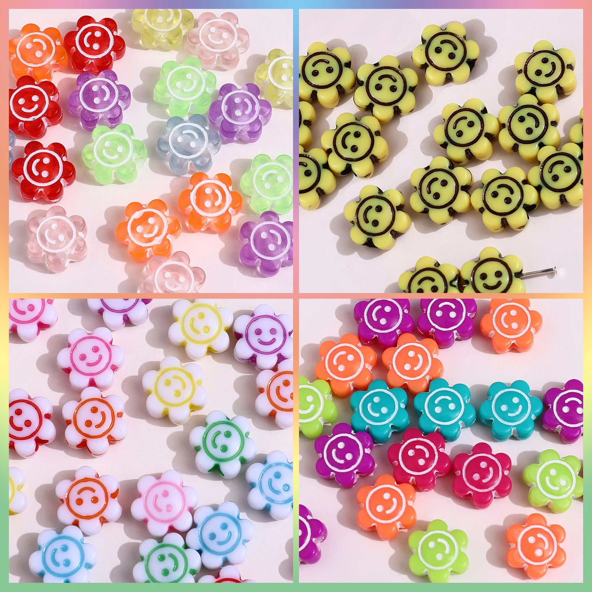 Transparent color smiley face small flowers string beads DIY handmade jewelry earrings bracelet necklace accessories materials
Transparent color smiley face small flowers string beads DIY handmade jewelry earrings bracelet necklace accessories materials