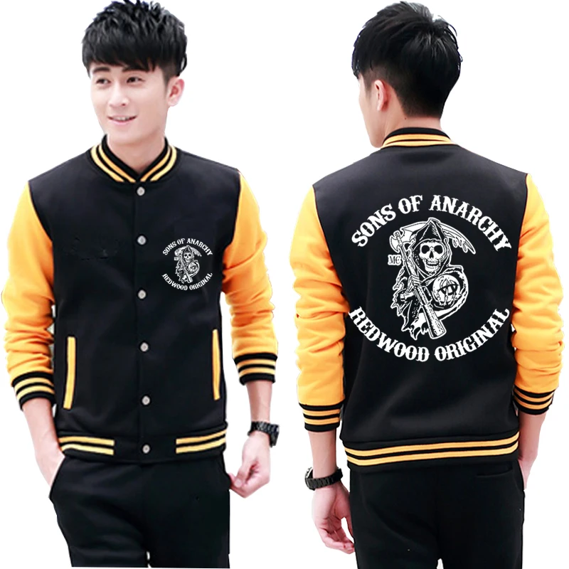 NEW Fashion Spring Autumn Men Sons Of Anarchy Logo Baseball Jacket Sportswear Casual Sweatshirt Hip Hop Harajuku 3 Colors 
NEW Fashion Spring Autumn Men Sons Of Anarchy Logo Baseball Jacket Sportswear Casual Sweatshirt Hip Hop Harajuku 3 Colors