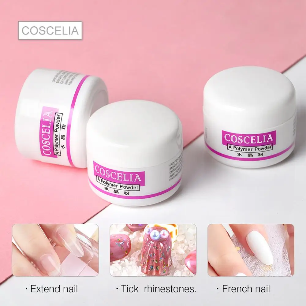 COSCELIA Акриловая пудра Гель для ногтей Poly Прозрачный акриловый набор Набор Блеск