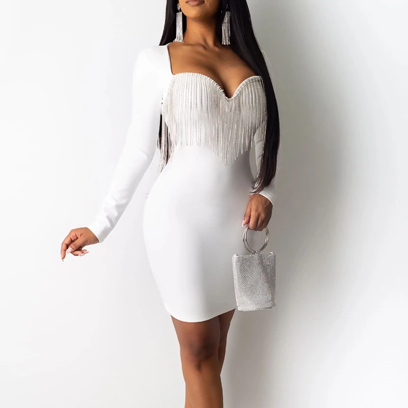 Xxl Plus Size Chain Tassels Detail Dress Women Long Sleeve Bodycon Dress Sexy Solid Slim Mini Party Dresses Winter Vestidos
Xxl Plus Size Chain Tassels Detail Dress Women Long Sleeve Bodycon Dress Sexy Solid Slim Mini Party Dresses Winter Vestidos