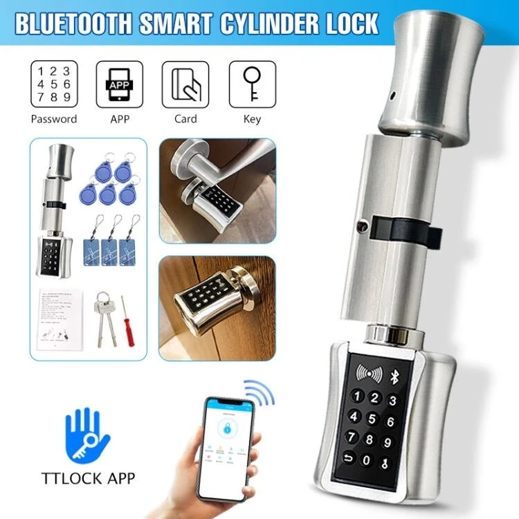 TTlock Bluetooth Smart Cylinder Lock WIFI security wireless Electronic Digital APP Keypad Code RFID Card Keyless Lock
TTlock Bluetooth Smart Cylinder Lock WIFI security wireless Electronic Digital APP Keypad Code RFID Card Keyless Lock