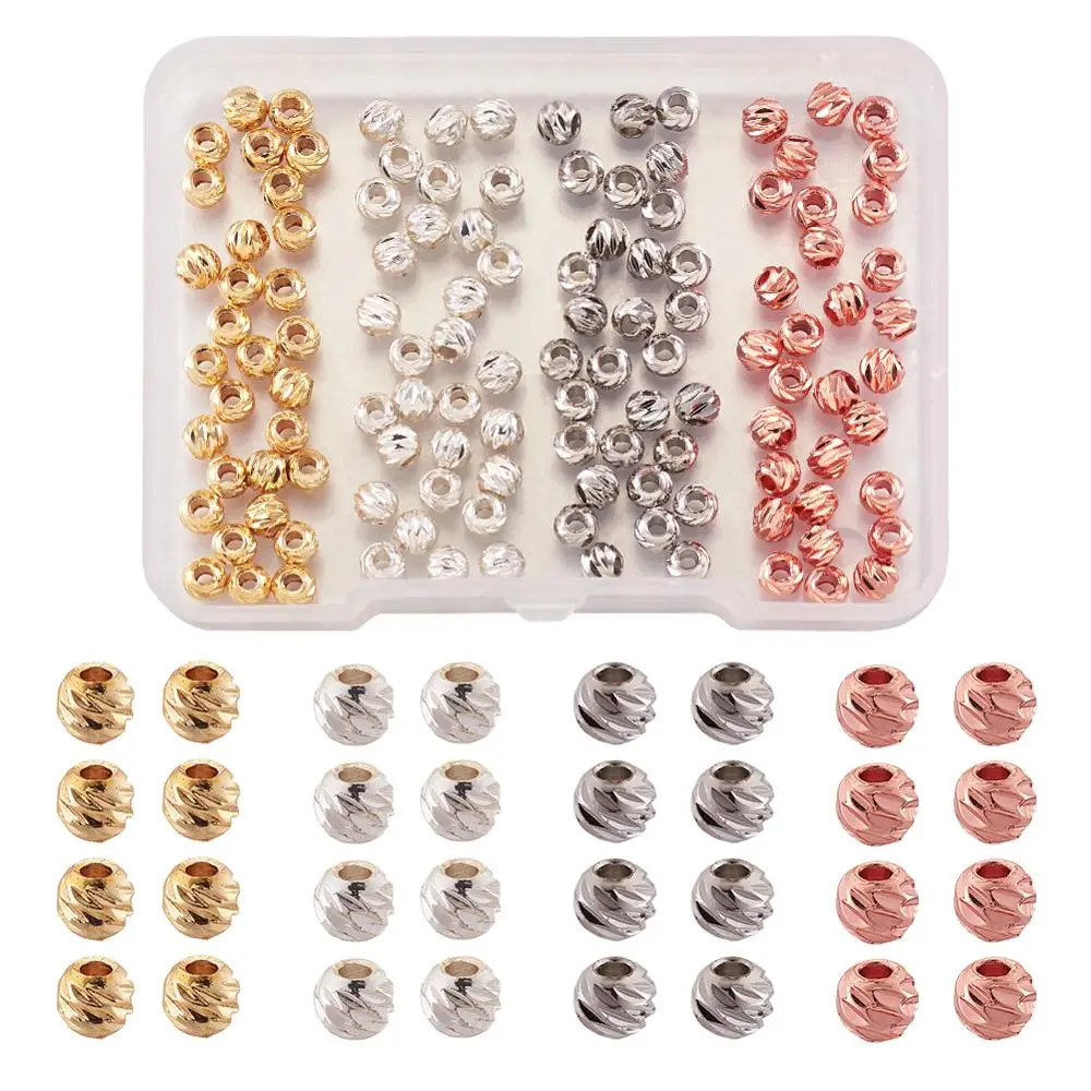 120pcs Metal Round Loose Spacer Beads Carved for Jewelry Making DIY Charm Bracelet 3.5x3mm 4color
120pcs Metal Round Loose Spacer Beads Carved for Jewelry Making DIY Charm Bracelet 3.5x3mm 4color