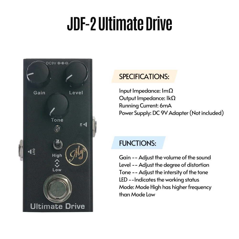 Педаль для электрогитар Ultimate Drive, портативная гитарная педаль с одним отключением, 9 В DC, аксессуары для гитары 
Педаль для электрогитар Ultimate Drive, портативная гитарная педаль с одним отключением, 9 В DC, аксессуары для гитары