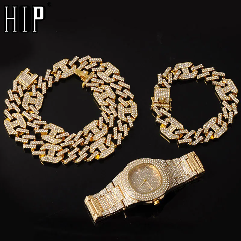 Hip Hop Necklace +Watch+Bracelet AAA+ Iced Out Alloy Rhinestones Coffee Bean Prong Cuban Chain Bracelet Necklace For Men Jewelry
Hip Hop Necklace +Watch+Bracelet AAA+ Iced Out Alloy Rhinestones Coffee Bean Prong Cuban Chain Bracelet Necklace For Men Jewelry