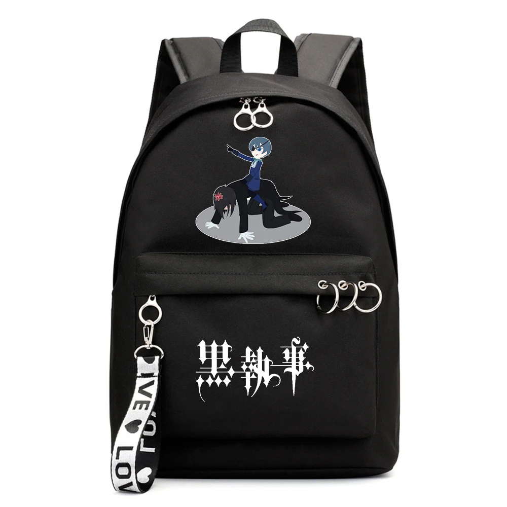 

Black Butler Rucksack Boys Girls Fashion Schoolbag Casual Packsack Zipper Backpack Shoulders Laptop Bag Teenger Student Bookbag