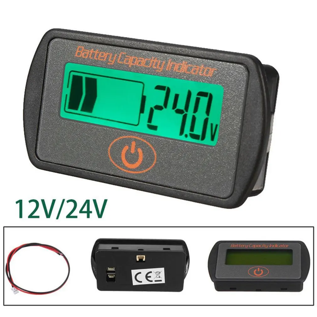 

Цифровой вольтметр с индикатором емкости батареи, тестер с ЖК дисплеем для свинцово-кислотных аккумуляторов, usb тестер емкости заряда, 12 В/24 ...