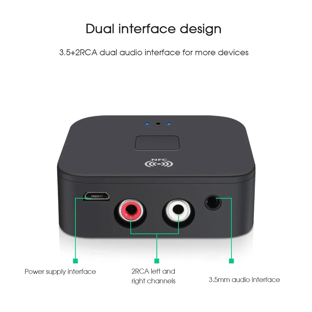 Новый Bluetooth 5 0 приемник NFC 3 мм AUX 2RCA разъем Hifi и стерео автомобильный беспроводной
