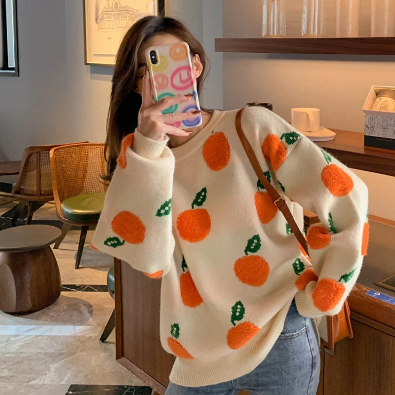 Orange Sweater Cute Pullover 2023 Fall Trend Sweety Women Sweater Fruit Orange Pattern Winter Sweater Women Kawaii Loose
Orange Sweater Cute Pullover 2023 Fall Trend Sweety Women Sweater Fruit Orange Pattern Winter Sweater Women Kawaii Loose