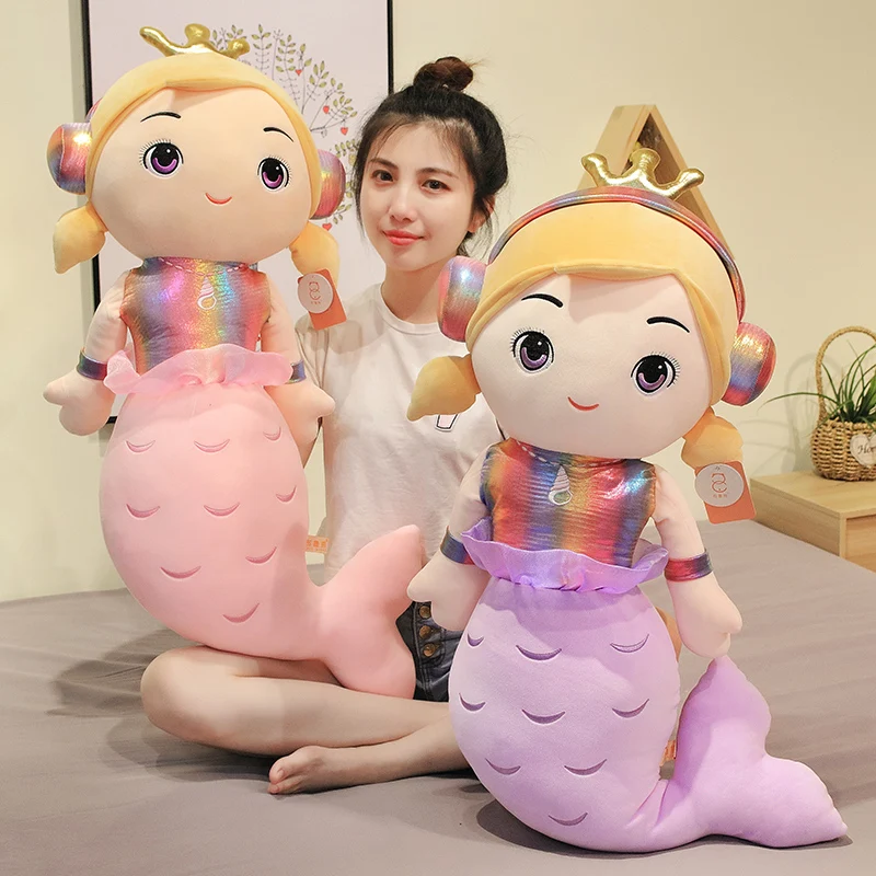 Новая Большая мягкая платье принцессы-Русалочки с плюшевые куклы чучела рыбы