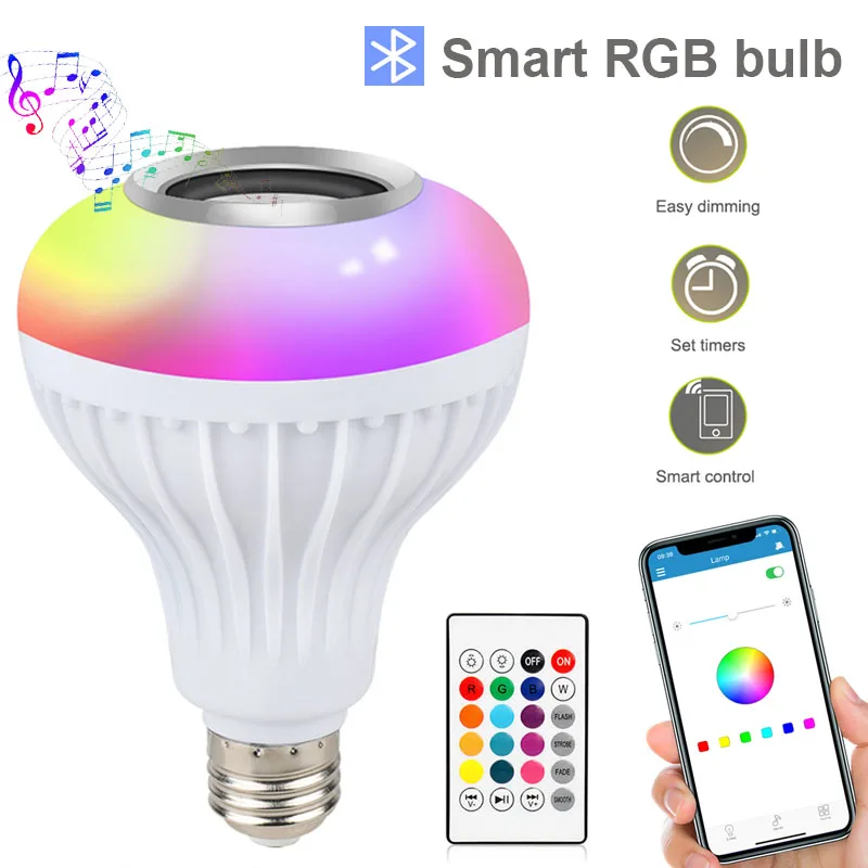 E27 Led Blub Bluetooth Control RGB Lights 5W 10W 12W 15W Dimmable Colorful Smart Led Lamp RGBW+White for Home party Decoration
E27 Led Blub Bluetooth Control RGB Lights 5W 10W 12W 15W Dimmable Colorful Smart Led Lamp RGBW+White for Home party Decoration