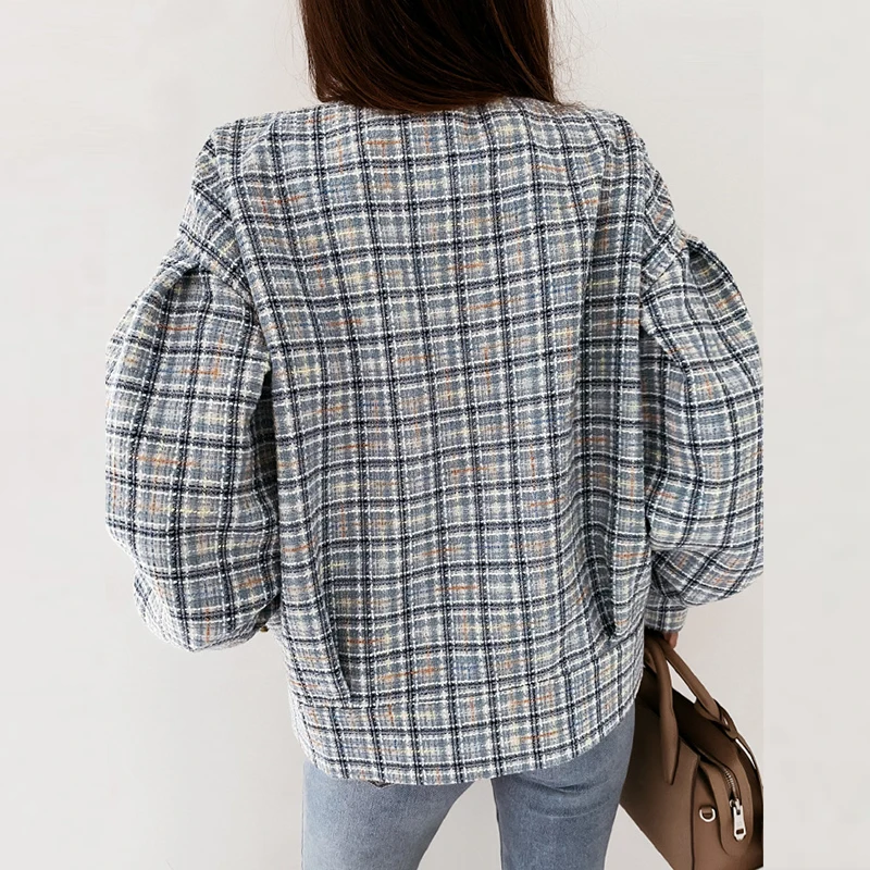Vintage Elegant Plaid Print Short Jacket Women New Spring 2021 Casual Coat Lady O Neck Long Sleeve Single-breasted Loose Jackets
Vintage Elegant Plaid Print Short Jacket Women New Spring 2021 Casual Coat Lady O Neck Long Sleeve Single-breasted Loose Jackets