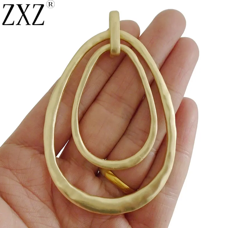 

ZXZ 2pcs Matt Gold Boho Large Open 2 Circles Charms Pendants for Necklace Jewelry Making Findings 80x52mm