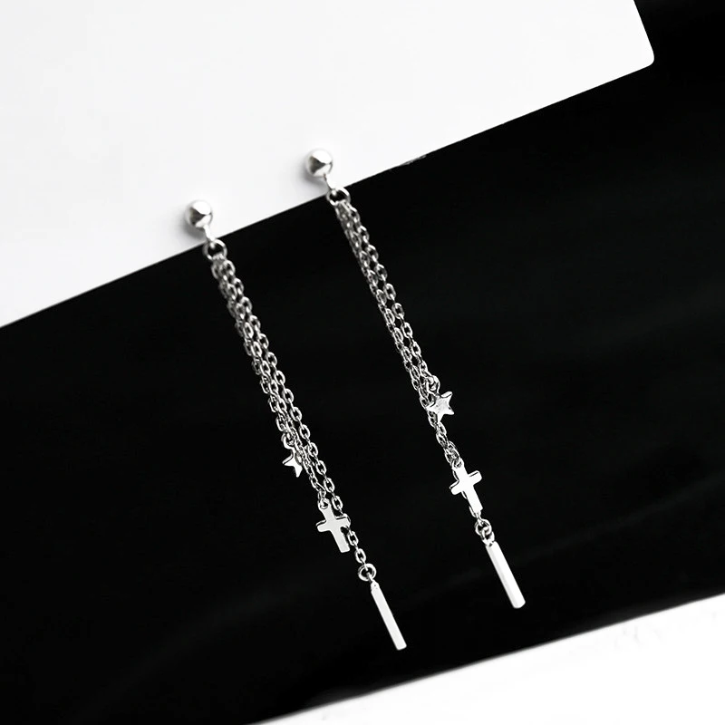 Modern Jewelry Long Star Earrings Punk Style Hip Hop Cross Chain Hot Selling Tassel Earrings For Girl Lady Party Gifts
Modern Jewelry Long Star Earrings Punk Style Hip Hop Cross Chain Hot Selling Tassel Earrings For Girl Lady Party Gifts