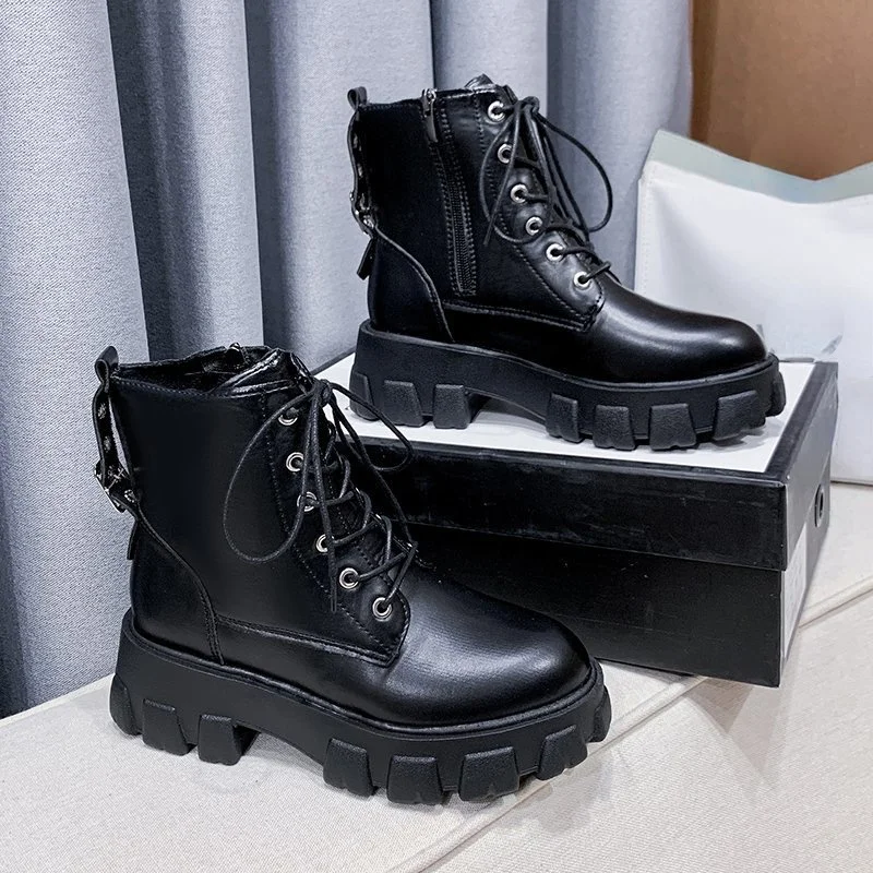 Women's Short Boots Thick Bottom Zip Shoes PU Leather Female Fashion Ankle Boots Autumn Winter Chunky Heels Ladies Footwear 2021
Women's Short Boots Thick Bottom Zip Shoes PU Leather Female Fashion Ankle Boots Autumn Winter Chunky Heels Ladies Footwear 2021