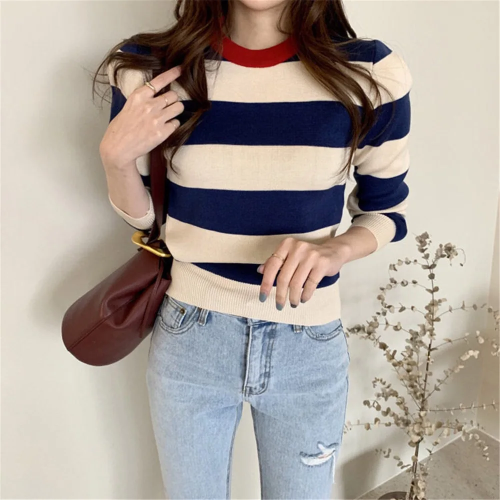 Harteen Vintage Pullover Striped Top Femme Sweater Women Autumn Winter Fashionable Long Sleeve Sweater Blusa De Frio Feminina
Harteen Vintage Pullover Striped Top Femme Sweater Women Autumn Winter Fashionable Long Sleeve Sweater Blusa De Frio Feminina