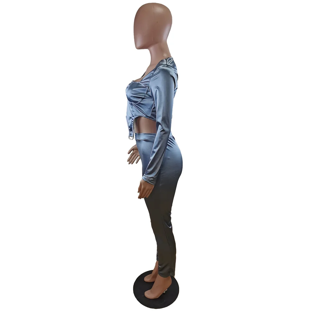 Womens Tracksuit Light Blue Square Collar Long Sleeve Bodycon Crop Top and Skinny Legging Plus Size Elegant 2 Piece Suit 
Womens Tracksuit Light Blue Square Collar Long Sleeve Bodycon Crop Top and Skinny Legging Plus Size Elegant 2 Piece Suit