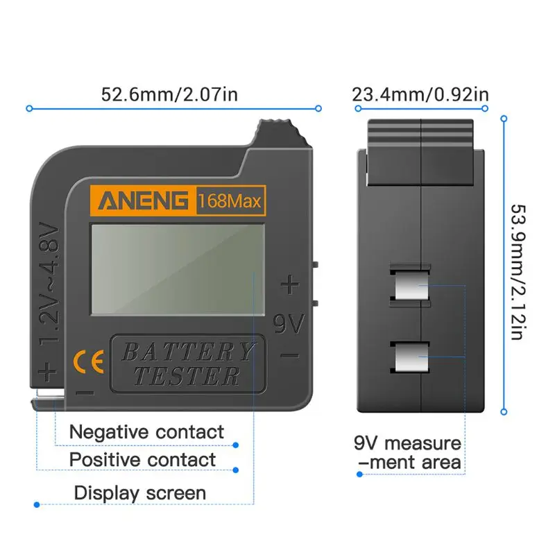 168Max Universal Digital Battery Capacity Tester for Lithium 18650 AA 9V Button Drop Shipping
168Max Universal Digital Battery Capacity Tester for Lithium 18650 AA 9V Button Drop Shipping