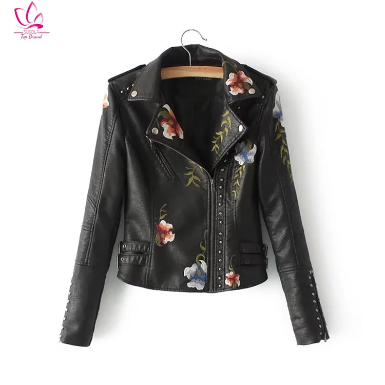 Embroidery Faux Leather PU Jacket Women Spring Autumn Fashion Motorcycle Jacket Black Faux Leather Coats Outerwear 2020 Coat HOT
Embroidery Faux Leather PU Jacket Women Spring Autumn Fashion Motorcycle Jacket Black Faux Leather Coats Outerwear 2020 Coat HOT