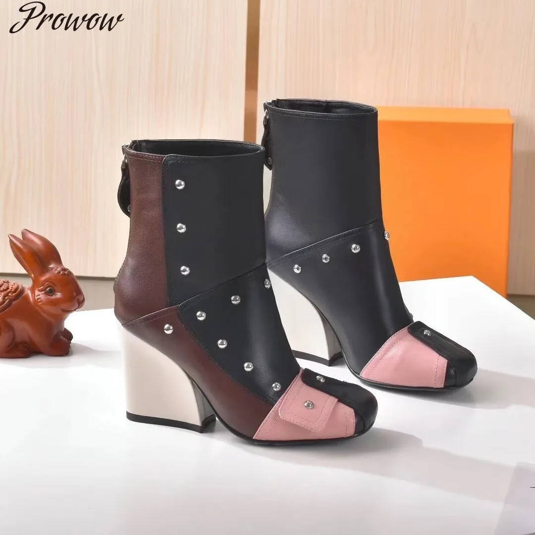 Prowow Wedges Short Boots Autumn Shoes Women Genuine Leather Super High Heels Shoes Rivets Fold Botas De Mujer Size 35-42
Prowow Wedges Short Boots Autumn Shoes Women Genuine Leather Super High Heels Shoes Rivets Fold Botas De Mujer Size 35-42