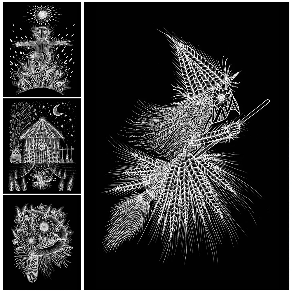 Spike Harvest Witch Poster And Print Pagan Witchcraft Black Or White Decoration Wall Art Canvas Painting For Wicca Home Unframed 
Spike Harvest Witch Poster And Print Pagan Witchcraft Black Or White Decoration Wall Art Canvas Painting For Wicca Home Unframed