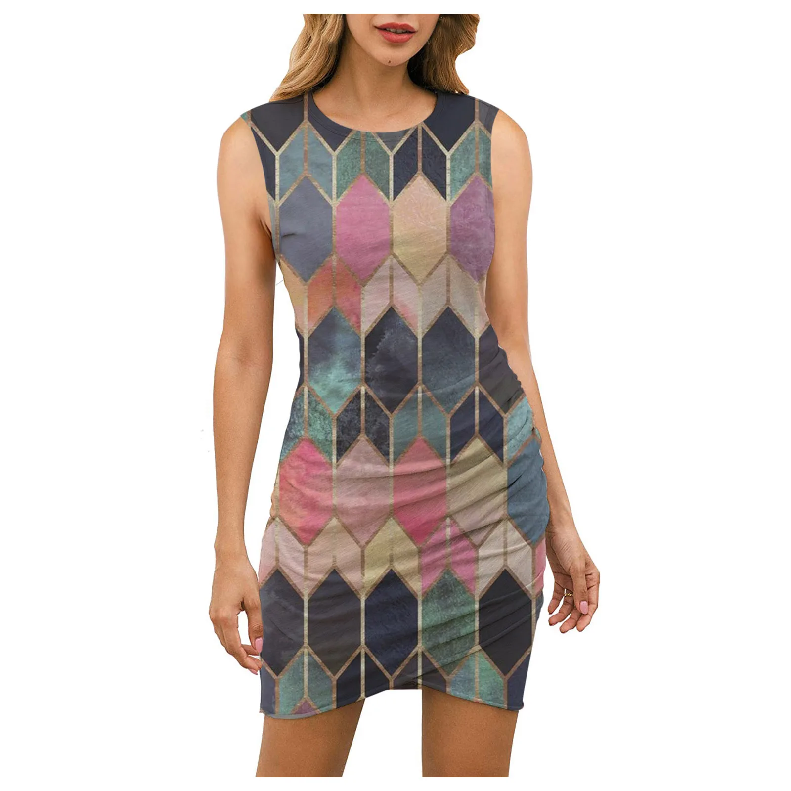 Women Summer Print Dresses Sleeveless Bodycon Dress Clubwear Bandage Ladies Casual Mini Dress
Women Summer Print Dresses Sleeveless Bodycon Dress Clubwear Bandage Ladies Casual Mini Dress