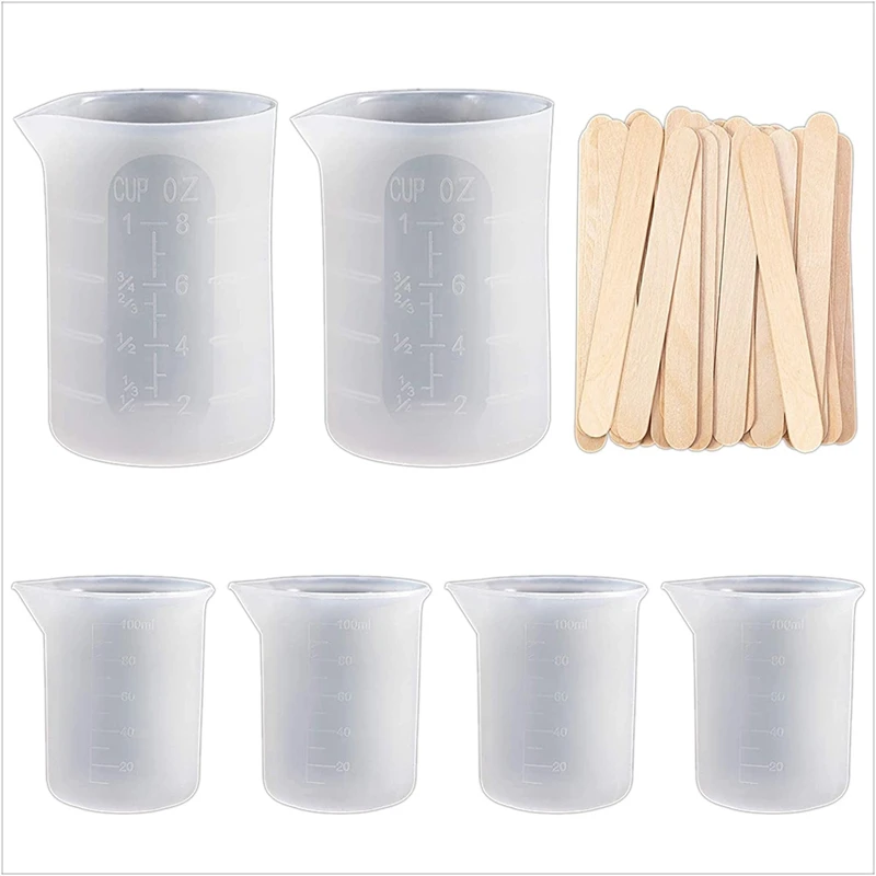 Silicone Measuring Cups for Resin, Resin Mixing Cups, Epoxy Measuring Cups with Wooden Stirrers
Silicone Measuring Cups for Resin, Resin Mixing Cups, Epoxy Measuring Cups with Wooden Stirrers