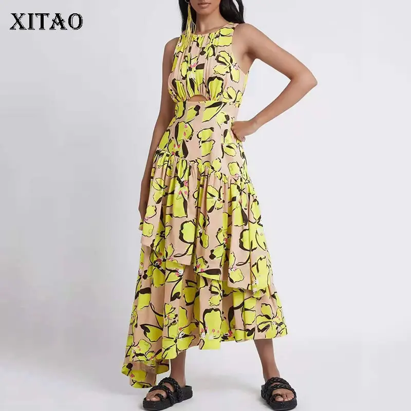XITAO Asymmetrical Splicing Print Long Dress Folds Hollow Out Summer Fashion New O-neck Sleeveless Temperament Women WMD1421
XITAO Asymmetrical Splicing Print Long Dress Folds Hollow Out Summer Fashion New O-neck Sleeveless Temperament Women WMD1421