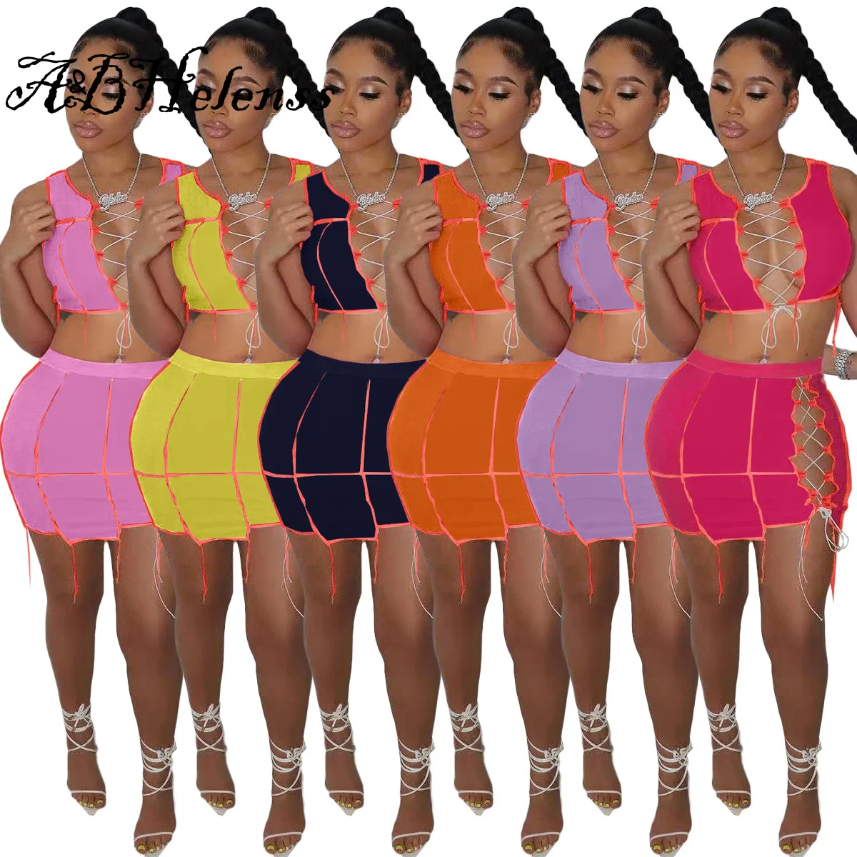 A&BHelenss Women Outfits Party Club Solid Cross Lace Up Sleeveless Vest Crop Tops Bandage Mini Skirt Suit Outfit Two Piece Set
A&BHelenss Women Outfits Party Club Solid Cross Lace Up Sleeveless Vest Crop Tops Bandage Mini Skirt Suit Outfit Two Piece Set