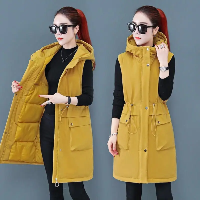 2021 Autumn And Winter Women's Vest Mid-Length New Large Size Thick Hooded Jacket Coat 
2021 Autumn And Winter Women's Vest Mid-Length New Large Size Thick Hooded Jacket Coat