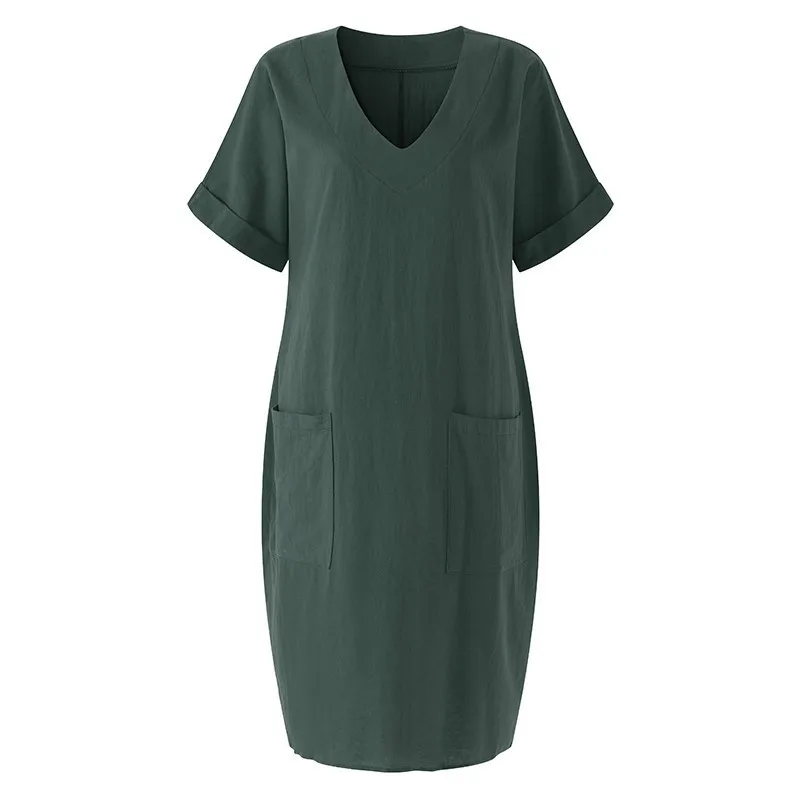 Temperament women's Collage short sleeve V-neck A-line dress 
Temperament women's Collage short sleeve V-neck A-line dress