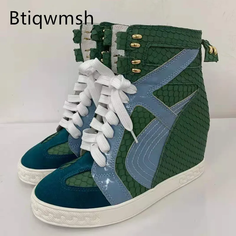 2021 Green Snakeskin Ankle Boots Women Pointed Toe Lace Up Platform Wedges Shoes Woman Fashion Sneakers
2021 Green Snakeskin Ankle Boots Women Pointed Toe Lace Up Platform Wedges Shoes Woman Fashion Sneakers