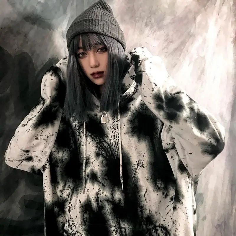 Толстовка женская с капюшоном и принтом тай-дай, Осень-зима, 2021 
Толстовка женская с капюшоном и принтом тай-дай, Осень-зима, 2021