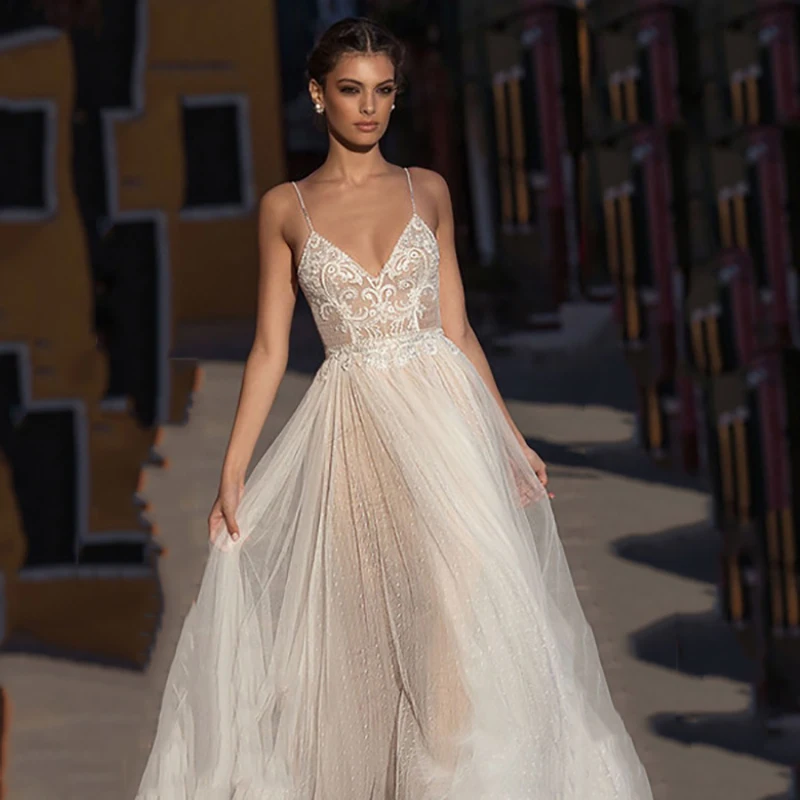 GY Boho Wedding Dress vestido de noiva Bohemian Lace Bridal Dress Backless Spaghetti Straps V Neck Wedding Gowns
GY Boho Wedding Dress vestido de noiva Bohemian Lace Bridal Dress Backless Spaghetti Straps V Neck Wedding Gowns