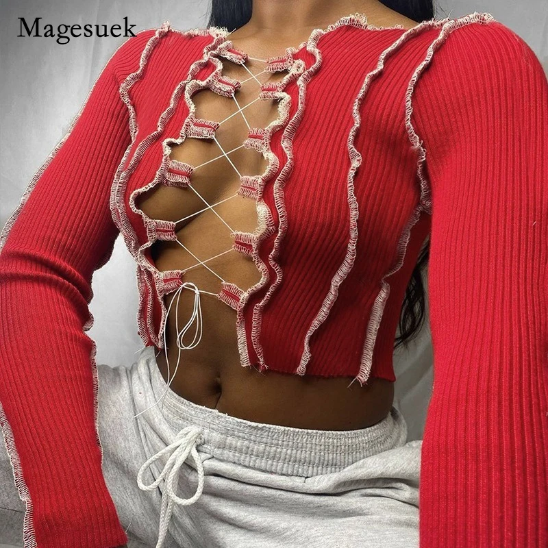 Sexy Spicy Girls T-shirt for Women Bandage Hollow Out Blouse Crop Tops Long Sleeve Solid Slim Tops Clothing Women Blusa 18211
Sexy Spicy Girls T-shirt for Women Bandage Hollow Out Blouse Crop Tops Long Sleeve Solid Slim Tops Clothing Women Blusa 18211