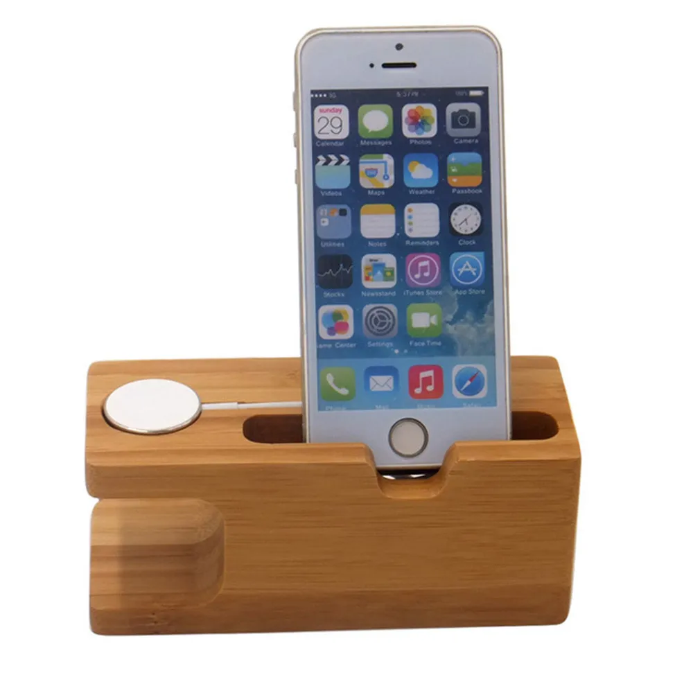 Зарядная док-станция деревянная Бамбуковая для Apple Watch и iphone мобильный телефон |