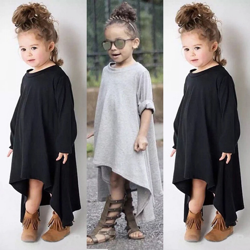 AA Baby Girl Autumn Dress Max Batwing Loose Asymmetric Long Sleeve Girl Dress For Kids Costume Casual Black and Gray 
AA Baby Girl Autumn Dress Max Batwing Loose Asymmetric Long Sleeve Girl Dress For Kids Costume Casual Black and Gray