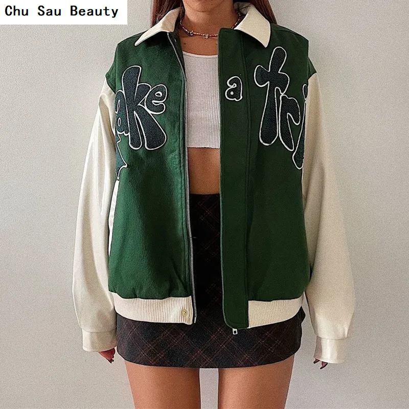 2021 Autumn Women's Green Stitching Plant Velvet Embroidery Baseball Uniform Fashion Retro Lapel Long Sleeve Zipper Jacket
2021 Autumn Women's Green Stitching Plant Velvet Embroidery Baseball Uniform Fashion Retro Lapel Long Sleeve Zipper Jacket